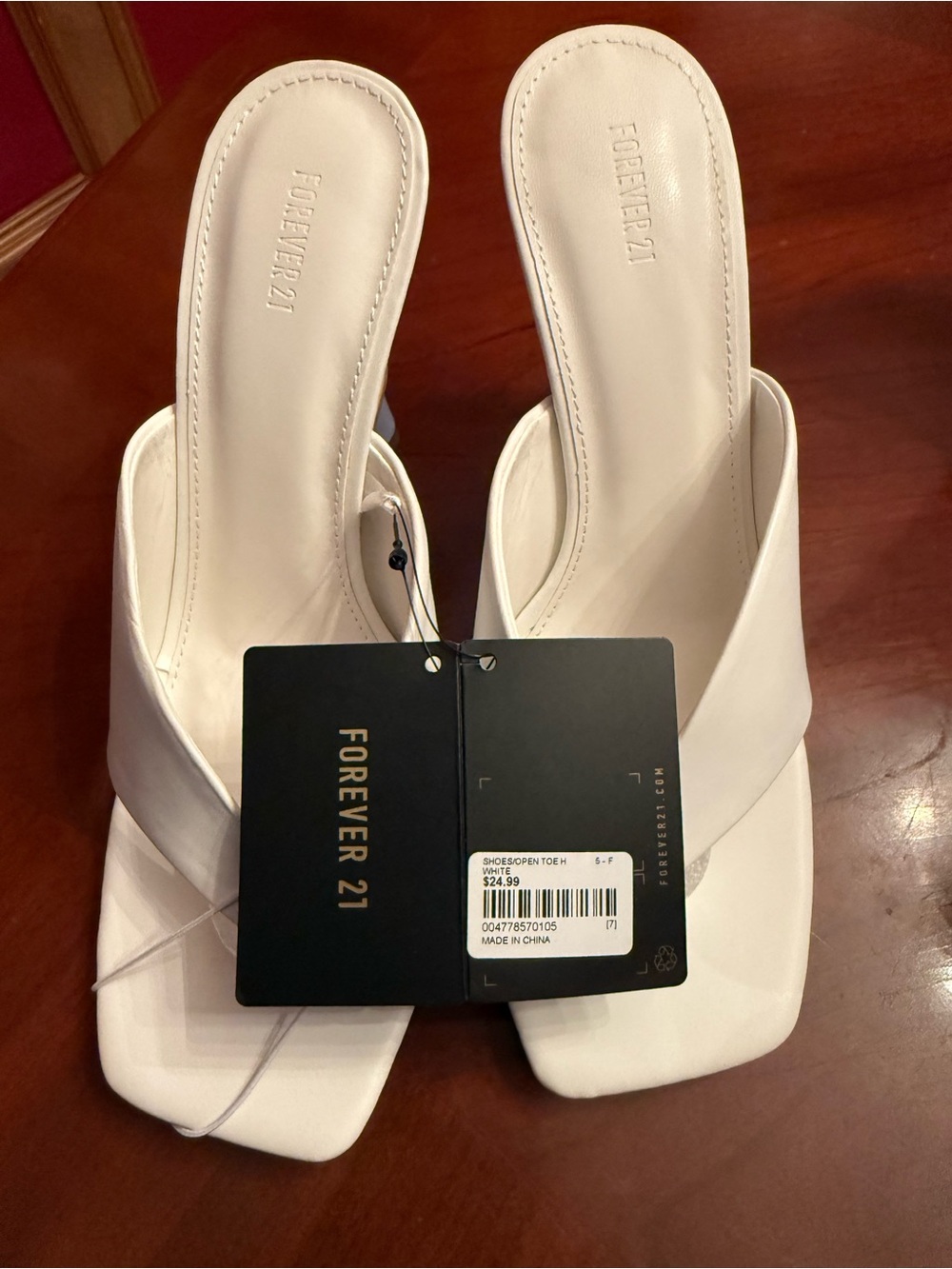 Forever 21 White Square-Toe Mule Slides